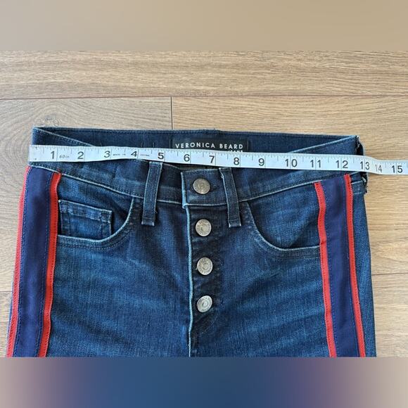 NWT Veronica Beard Carolyn Baby Boot Jean With Navy And RedTuxedo Stripes Sz 24 - Picture 13 of 15
